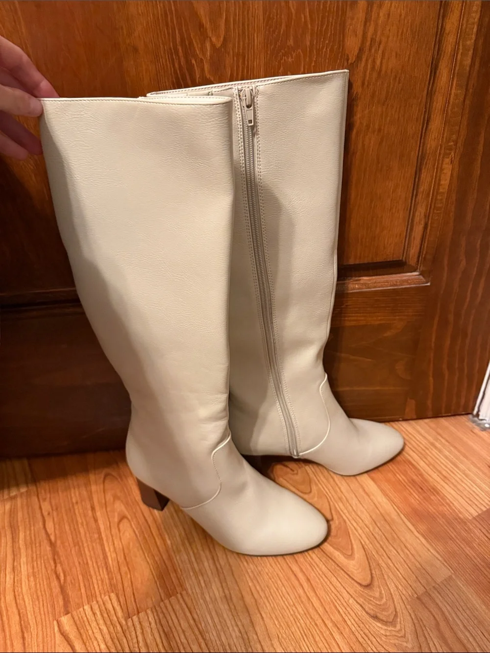 LOFT Cream Over-the-Knee Faux Leather Boots
